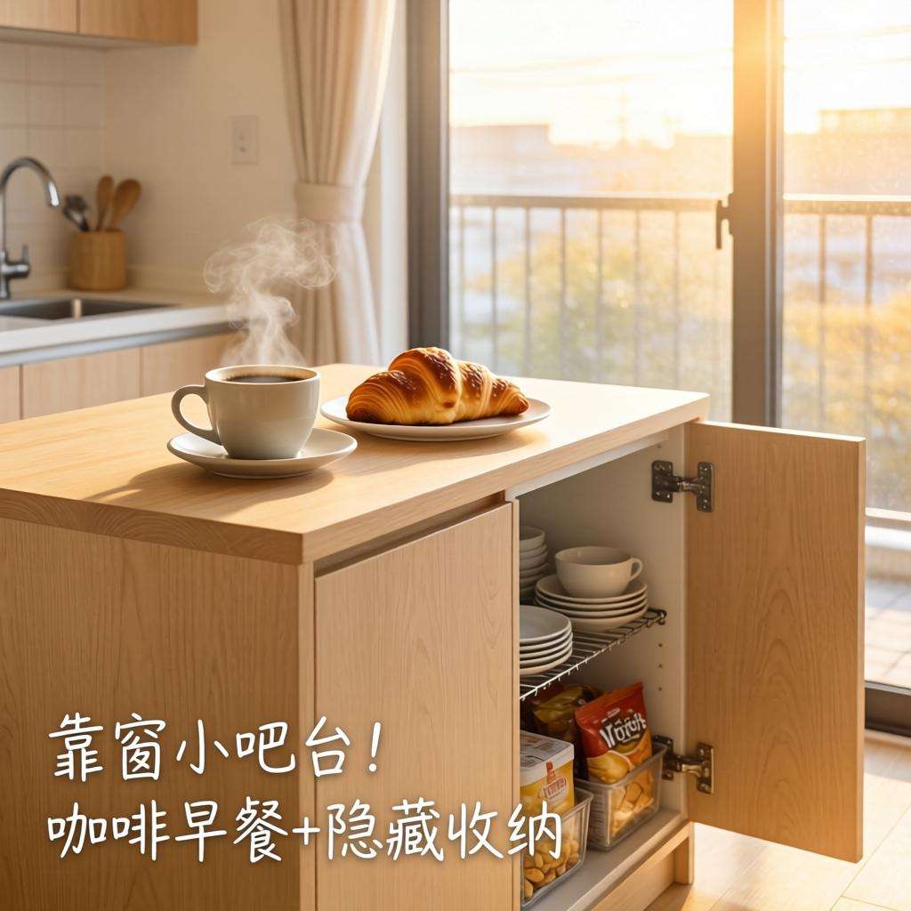 靠窗小吧台！咖啡早餐+隐藏收纳，我家餐厅颜值翻倍了