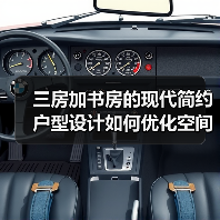 三房加书房的现代简约户型设计如何优化空间布局？（图3）