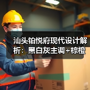 汕头铂悦府现代设计解析：黑白灰主调+棕橙点缀打造沉稳温馨空间（图3）