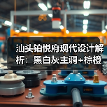 汕头铂悦府现代设计解析：黑白灰主调+棕橙点缀打造沉稳温馨空间（图4）