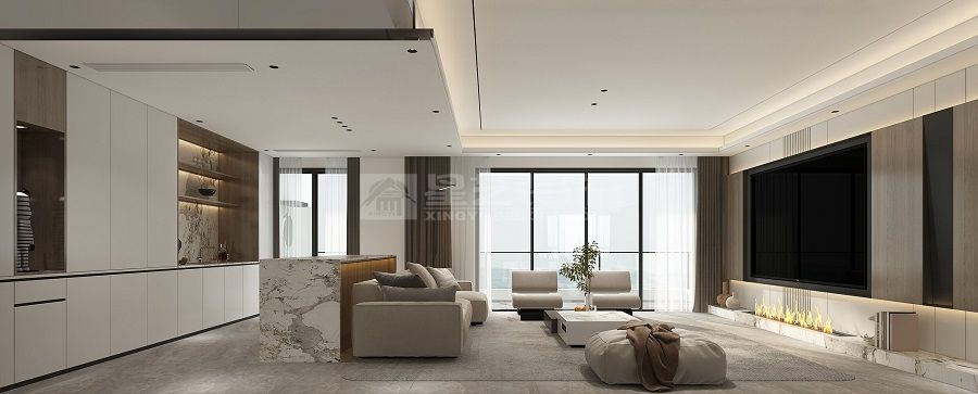 没想到，冰冷大理石和温润木皮结合，竟让家有了高级感(图1)