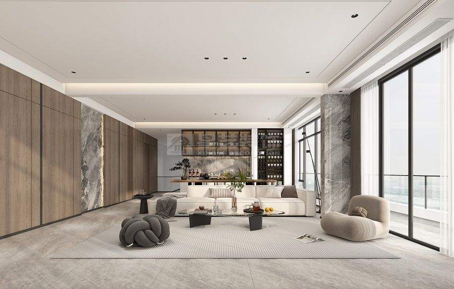 没想到，冰冷大理石和温润木皮结合，竟让家有了高级感(图2)