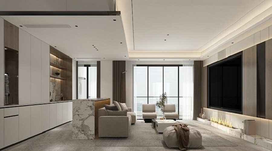 没想到，冰冷大理石和温润木皮结合，竟让家有了高级感