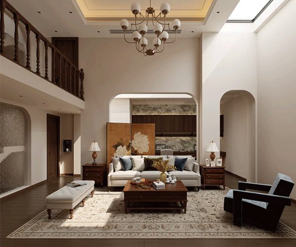 美式复古大宅惊艳曝光，没想到负一楼客厅还能这样设计
