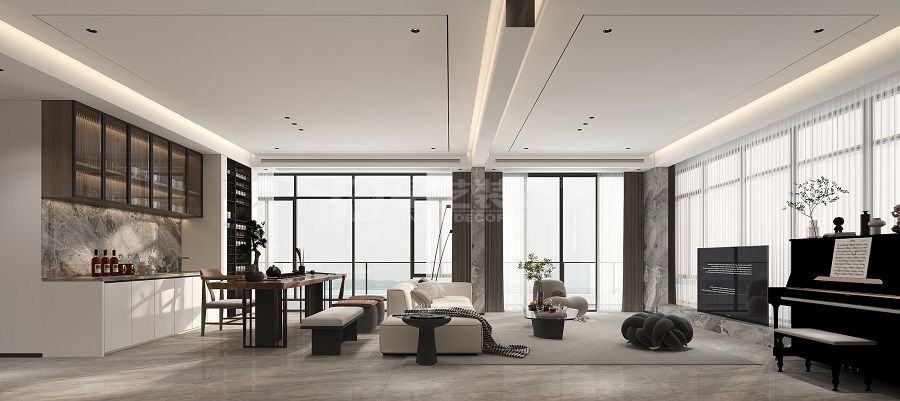 没想到，冰冷大理石和温润木皮结合，竟让家有了高级感(图4)