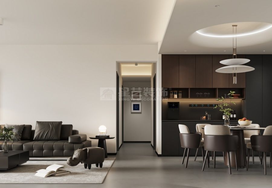 黑白极简风装修，客厅延伸阳台竟让空间大了两倍(图4)