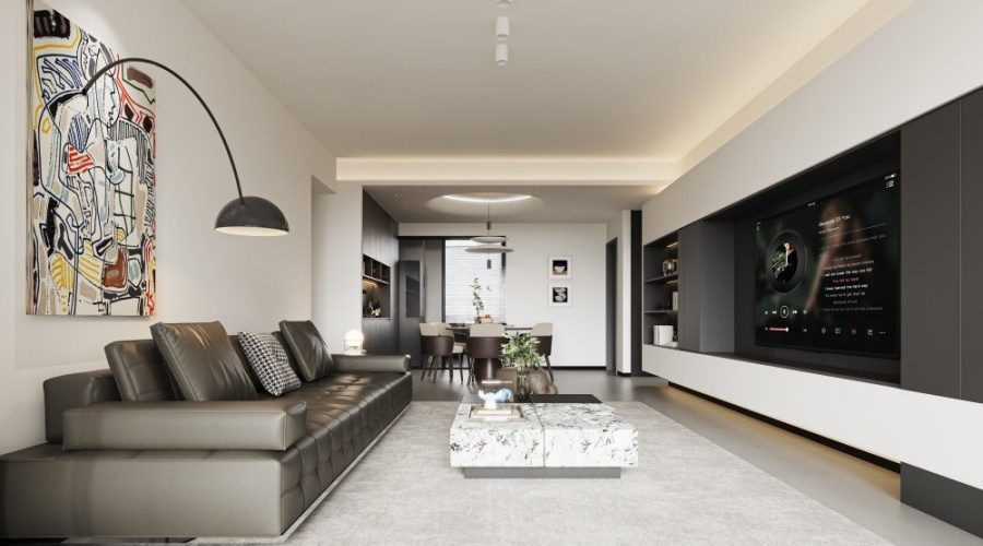 黑白极简风装修，客厅延伸阳台竟让空间大了两倍